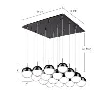 LED Pendant by Kuzco Lighting - Pluto Collection, Black Chrome Finish - MP402801BC-16