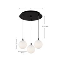 LED Pendant by Kuzco Lighting - Bolla Collection, Black/Opal Glass Finish - MP3106BKOP-03