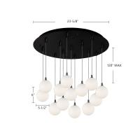 LED Pendant by Kuzco Lighting - Bolla Collection, Black/Opal Glass Finish - MP3106BKOP-13