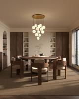 LED Pendant by Kuzco Lighting - Bolla Collection, Brushed Gold/Opal Glass Finish - MP3106BGOP-13