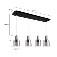 LED Pendant by Kuzco Lighting - Samson Collection, Black/Smoked Glass Finish - MP12506BKSM-04