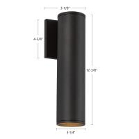 LED Outdoor Wall Sconce by Kuzco Lighting - Lorna Collection, Black Finish - LD3-WS12W18-3036-BK-UNV-010