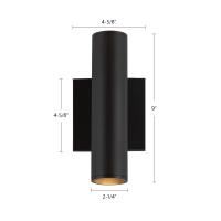 LED Wall Sconce by Kuzco Lighting - Lorna Collection, Black Finish - LD2-UD09W14-3036-BK-UNV-010
