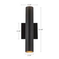 LED Wall Sconce by Kuzco Lighting - Lorna Collection, Black Finish - LD2-UD12W20-3036-BK-UNV-010