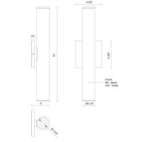 LED Wall Sconce by Kuzco Lighting - Lorna Collection, Black Finish - LD2-UD16W24-3036-BK-UNV-010