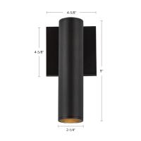 LED Outdoor Wall Sconce by Kuzco Lighting - Lorna Collection, Black Finish - LD2-WS09W10-3036-BK-UNV-010