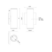 LED Outdoor Wall Sconce by Kuzco Lighting - Nordic Collection, Black Finish - EW262208-BK