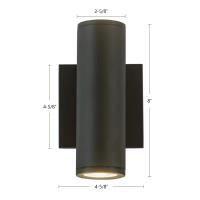 LED Outdoor Wall Sconce by Kuzco Lighting - Nordic Collection, Black Finish - EW262208-BK