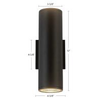LED Outdoor Wall Sconce by Kuzco Lighting - Nordic Collection, Black Finish - EW264212-BK