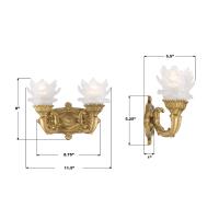 Two Light Wall Sconce by Crystorama - Mayfield Collection, Aged Brass Finish - 5222-AG