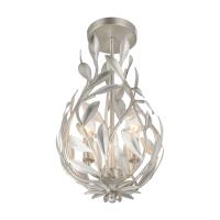 Three Light Semi Flush Mount by Crystorama - Broche Collection, Antique Silver Finish - 565-SA_CEILING