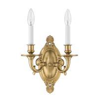 Two Light Wall Sconce by Crystorama - Milford Collection, Aged Brass Finish - 622-AG