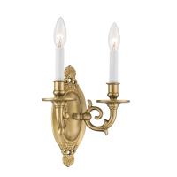 Two Light Wall Sconce by Crystorama - Milford Collection, Aged Brass Finish - 622-AG