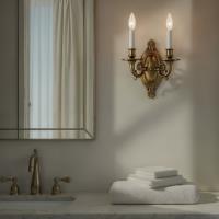 Two Light Wall Sconce by Crystorama - Milford Collection, Aged Brass Finish - 622-AG