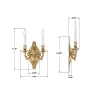 Two Light Wall Sconce by Crystorama - Milford Collection, Aged Brass Finish - 622-AG