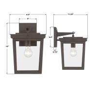 One Light Outdoor Wall Sconce by Crystorama - Belmont Collection, Twilight Bronze Finish - BEL-A8062-TZ