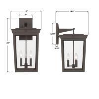 Three Light Outdoor Wall Sconce by Crystorama - Belmont Collection, Twilight Bronze Finish - BEL-A8063-TZ