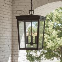 Three Light Outdoor Pendant by Crystorama - Belmont Collection, Twilight Bronze Finish - BEL-A8065-TZ