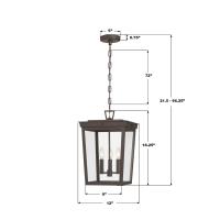 Three Light Outdoor Pendant by Crystorama - Belmont Collection, Twilight Bronze Finish - BEL-A8065-TZ