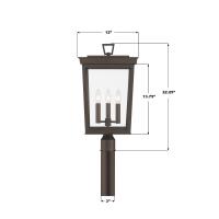 Three Light Outdoor Post Mount by Crystorama - Belmont Collection, Twilight Bronze Finish - BEL-A8069-TZ