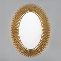 LED Mirror by Crystorama - Broche Collection, Antique Gold Finish - BRH-M500-GA
