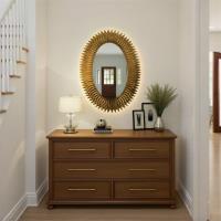 LED Mirror by Crystorama - Broche Collection, Antique Gold Finish - BRH-M500-GA