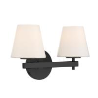 Two Light Wall Sconce by Crystorama - Colton Collection, Black Finish - COL-202-BK