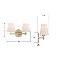 Two Light Wall Sconce by Crystorama - Colton Collection, Vibrant Gold Finish - COL-202-VG