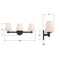 Three Light Bath by Crystorama - Colton Collection, Black Finish - COL-203-BK