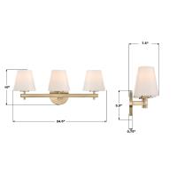 Three Light Bath by Crystorama - Colton Collection, Vibrant Gold Finish - COL-203-VG