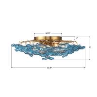 Six Light Semi Flush Mount by Crystorama - Esme Collection, Aged Brass Finish - ESM-4000-AG-BL