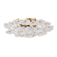 Six Light Semi Flush Mount by Crystorama - Esme Collection, Aged Brass Finish - ESM-4000-AG-WH