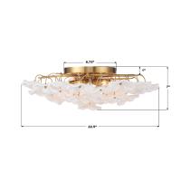 Six Light Semi Flush Mount by Crystorama - Esme Collection, Aged Brass Finish - ESM-4000-AG-WH
