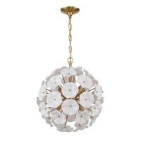 Six Light Chandelier by Crystorama - Esme Collection, Aged Brass Finish - ESM-4005-AG-WH