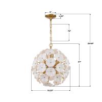 Six Light Chandelier by Crystorama - Esme Collection, Aged Brass Finish - ESM-4005-AG-WH