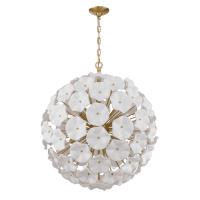 12 Light Chandelier by Crystorama - Esme Collection, Aged Brass Finish - ESM-4009-AG-WH