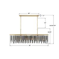 Six Light Linear Chandelier by Crystorama - Gemma Collection, Modern Gold Finish - GEM-7007-MG-SS