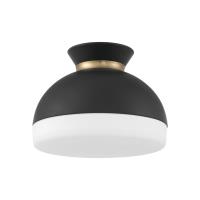 Two Light Flush Mount by Crystorama - Gidget Collection, Matte Black + Vibrant Gold Finish - GID-4003-MK-VG
