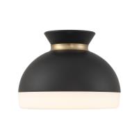 Two Light Flush Mount by Crystorama - Gidget Collection, Matte Black + Vibrant Gold Finish - GID-4003-MK-VG