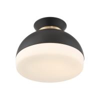 Two Light Flush Mount by Crystorama - Gidget Collection, Matte Black + Vibrant Gold Finish - GID-4003-MK-VG