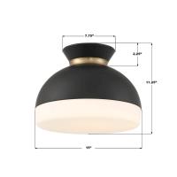 Two Light Flush Mount by Crystorama - Gidget Collection, Matte Black + Vibrant Gold Finish - GID-4003-MK-VG