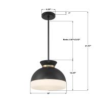Two Light Pendant by Crystorama - Gidget Collection, Matte Black + Vibrant Gold Finish - GID-4015-MK-VG