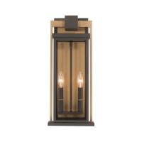 Two Light Outdoor Wall Sconce by Crystorama - Lendel Collection, Twilight Bronze + Textured Gold Finish - LDL-902-TZ-TG