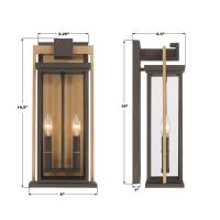Two Light Outdoor Wall Sconce by Crystorama - Lendel Collection, Twilight Bronze + Textured Gold Finish - LDL-902-TZ-TG
