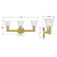 Three Light Bath by Crystorama - Lotus Collection, Luxe Gold Finish - LOT-703-LG