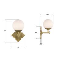 One Light Wall Sconce by Crystorama - Orly Collection, Aged Brass Finish - ORY-1001-AG-WH