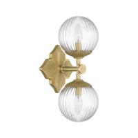 Two Light Wall Sconce by Crystorama - Orly Collection, Aged Brass Finish - ORY-1002-AG-CL