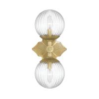 Two Light Wall Sconce by Crystorama - Orly Collection, Aged Brass Finish - ORY-1002-AG-CL