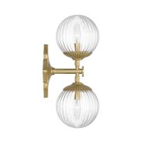 Two Light Wall Sconce by Crystorama - Orly Collection, Aged Brass Finish - ORY-1002-AG-CL