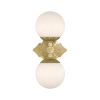 Two Light Wall Sconce by Crystorama - Orly Collection, Aged Brass Finish - ORY-1002-AG-WH
